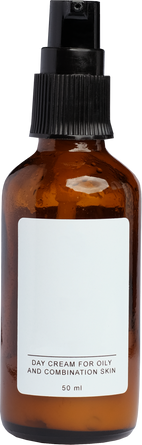 Cosmetic Bottle with White Label Cutout